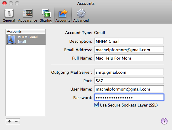 iPhoto Email Account Added