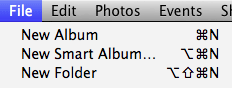 iPhoto File menu